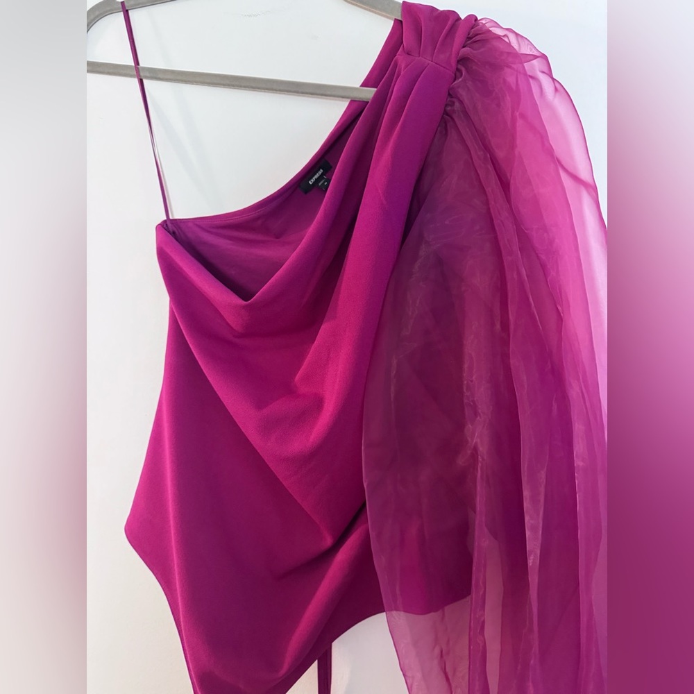 Express One Shoulder Fuchsia Bodysuit